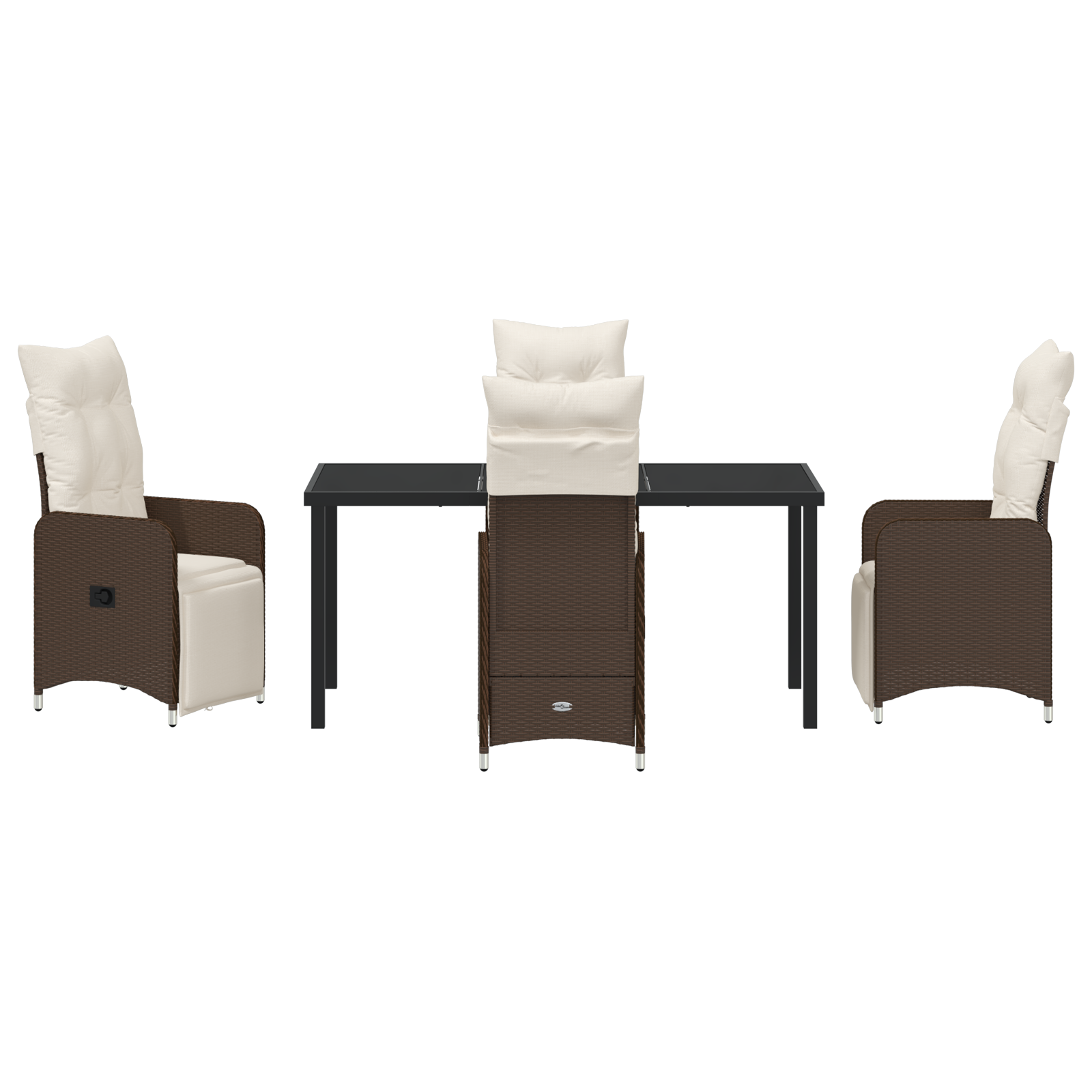 5 Delers Brun Hage Spise Set Med Puter I Poly Rattan