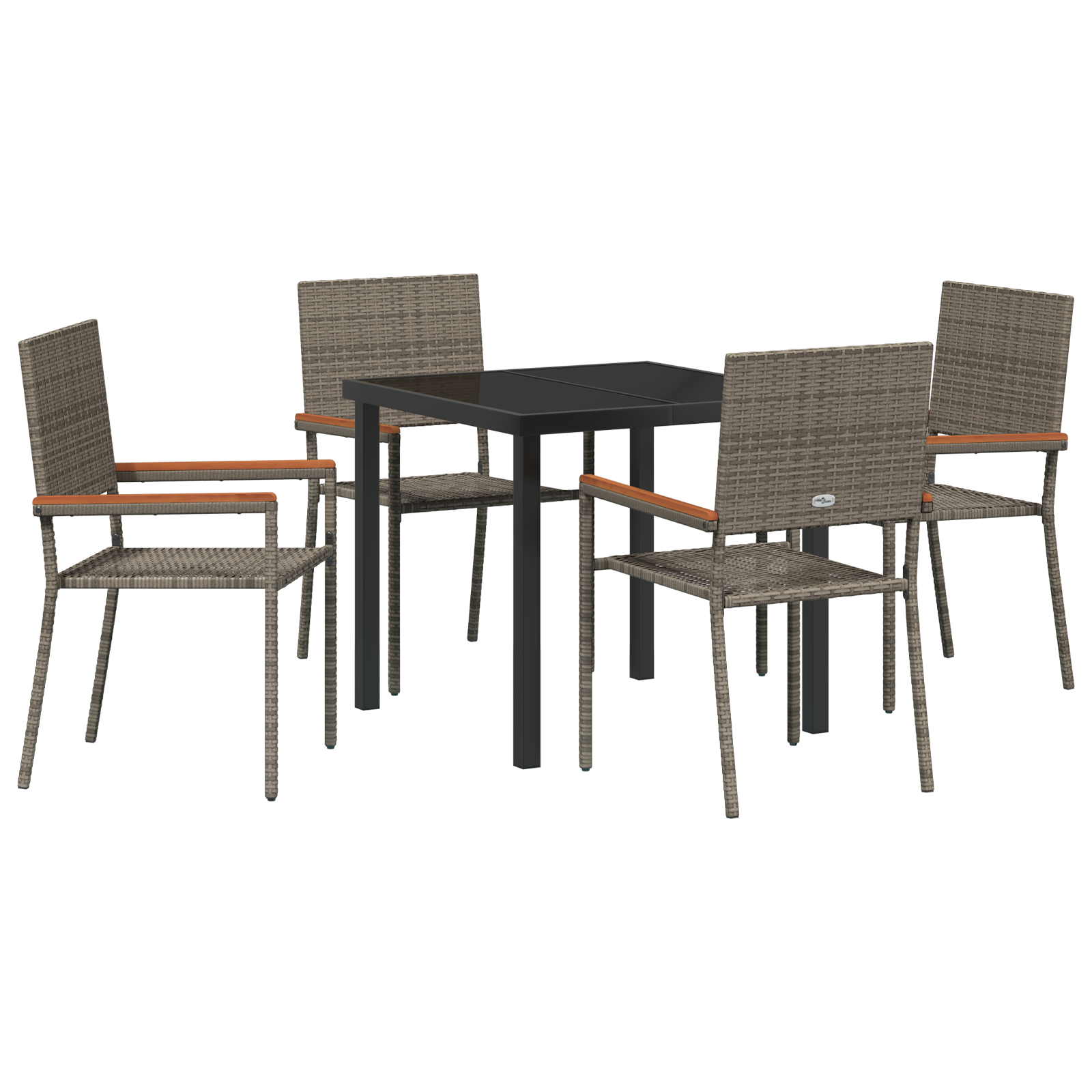 5 Delers Hage Dining Set Grå Poly Rottning