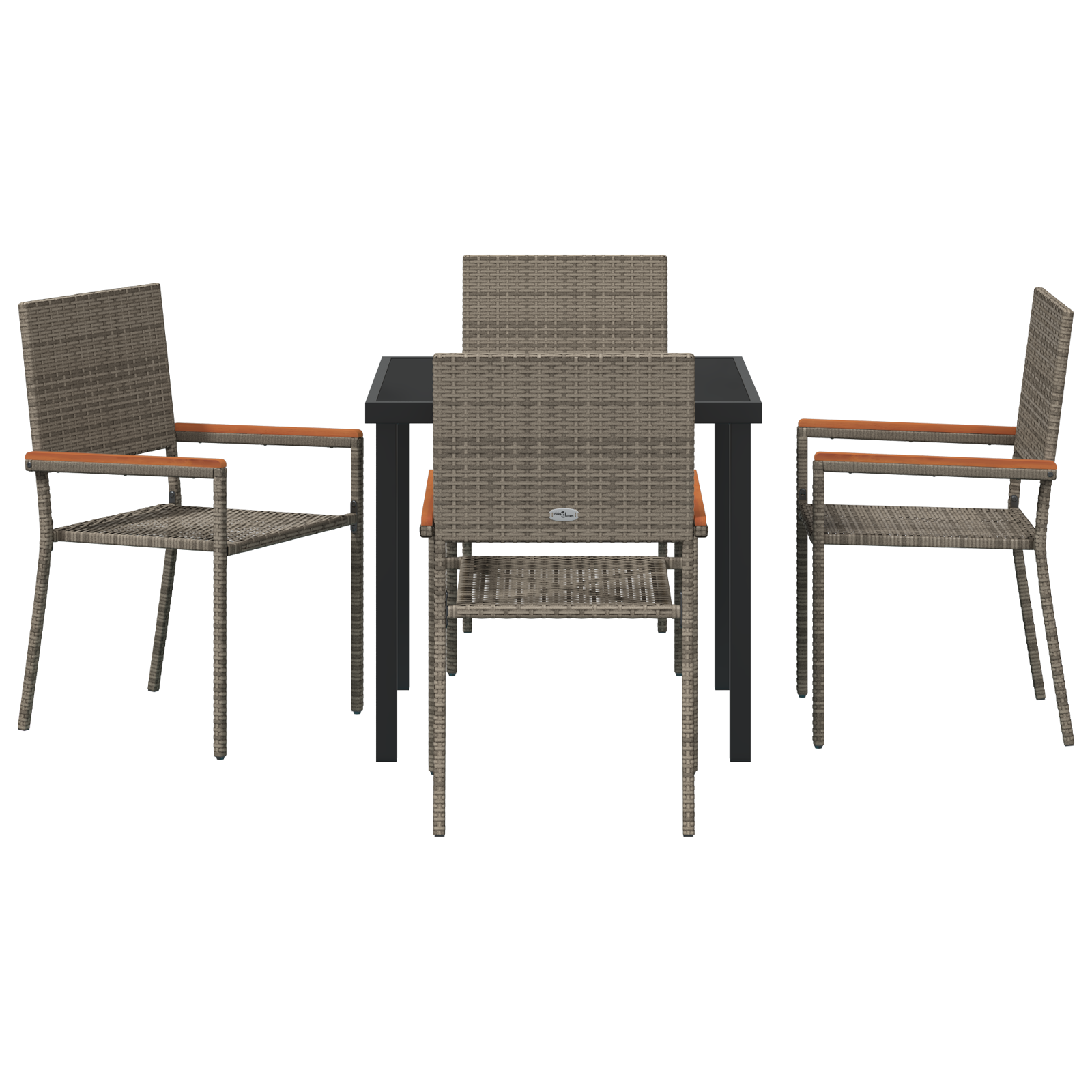 5 Delers Hage Dining Set Grå Poly Rottning