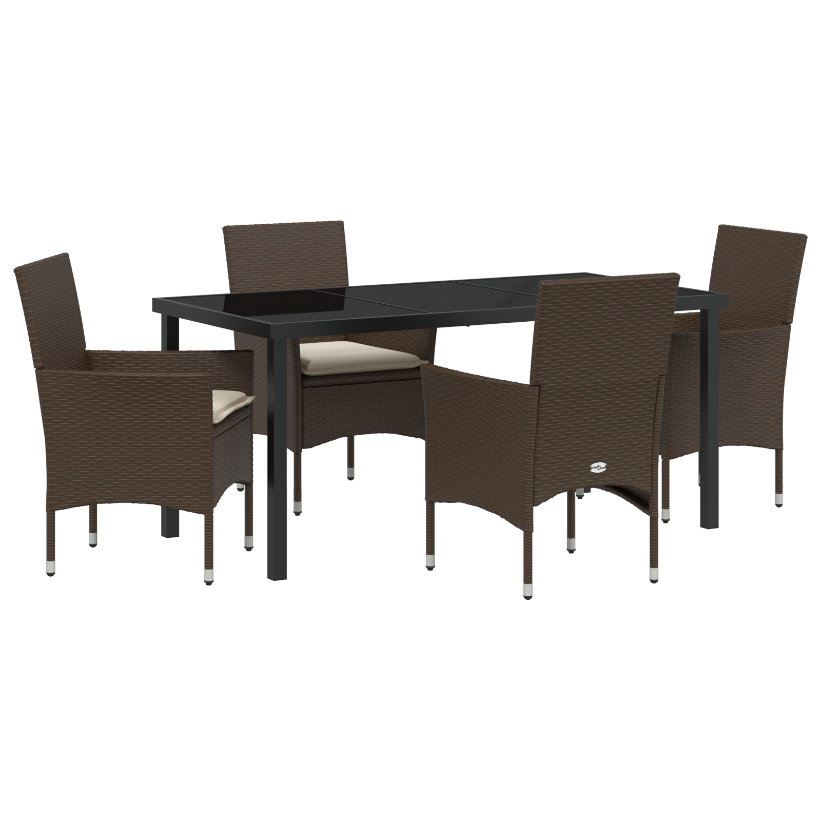 5 Delt Hage Spisegruppe Med Puter Brun Poly Rattan