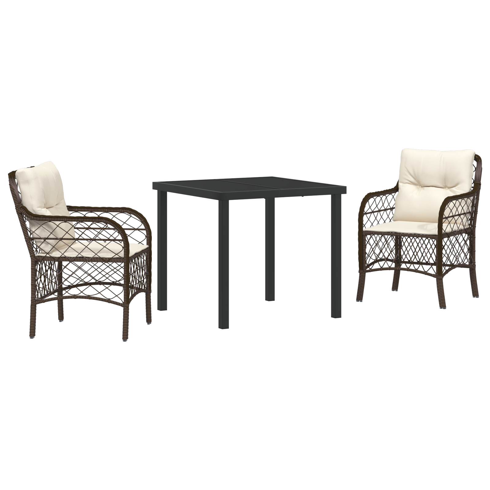 3 Delt Hagedining Set Med Puter Brun Poly Rattan
