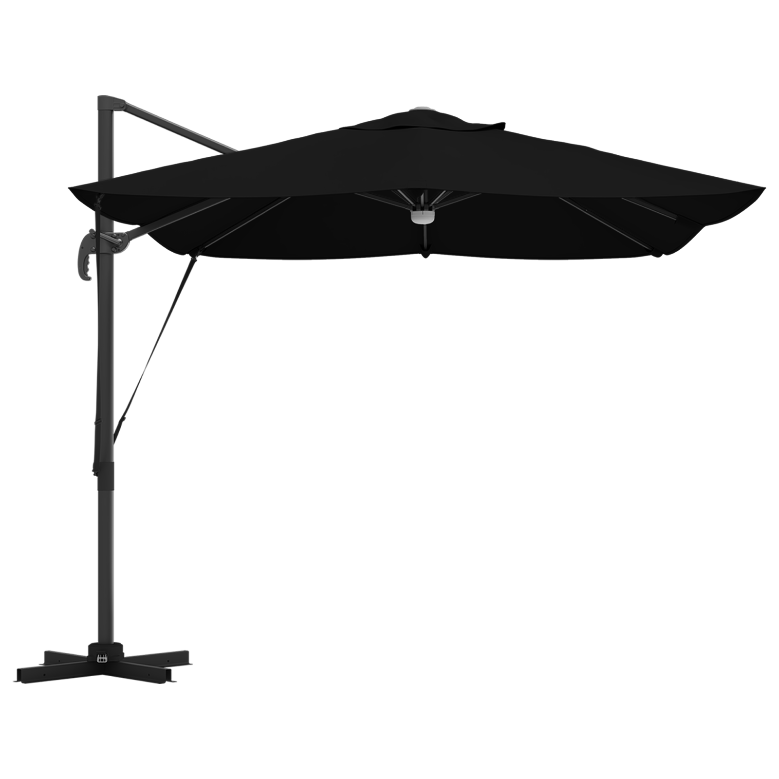 Cantilever Parasoll - Svart Polyester, Pulverlakkert Stål Stor
