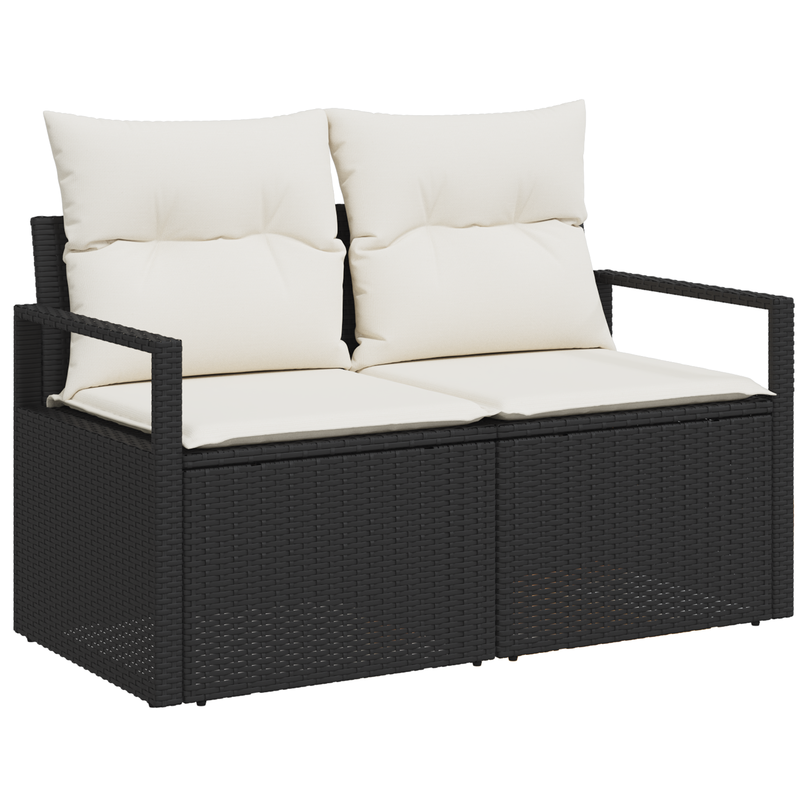 2-Seter Hage Sofa Med Puter Svart Poly Ratt