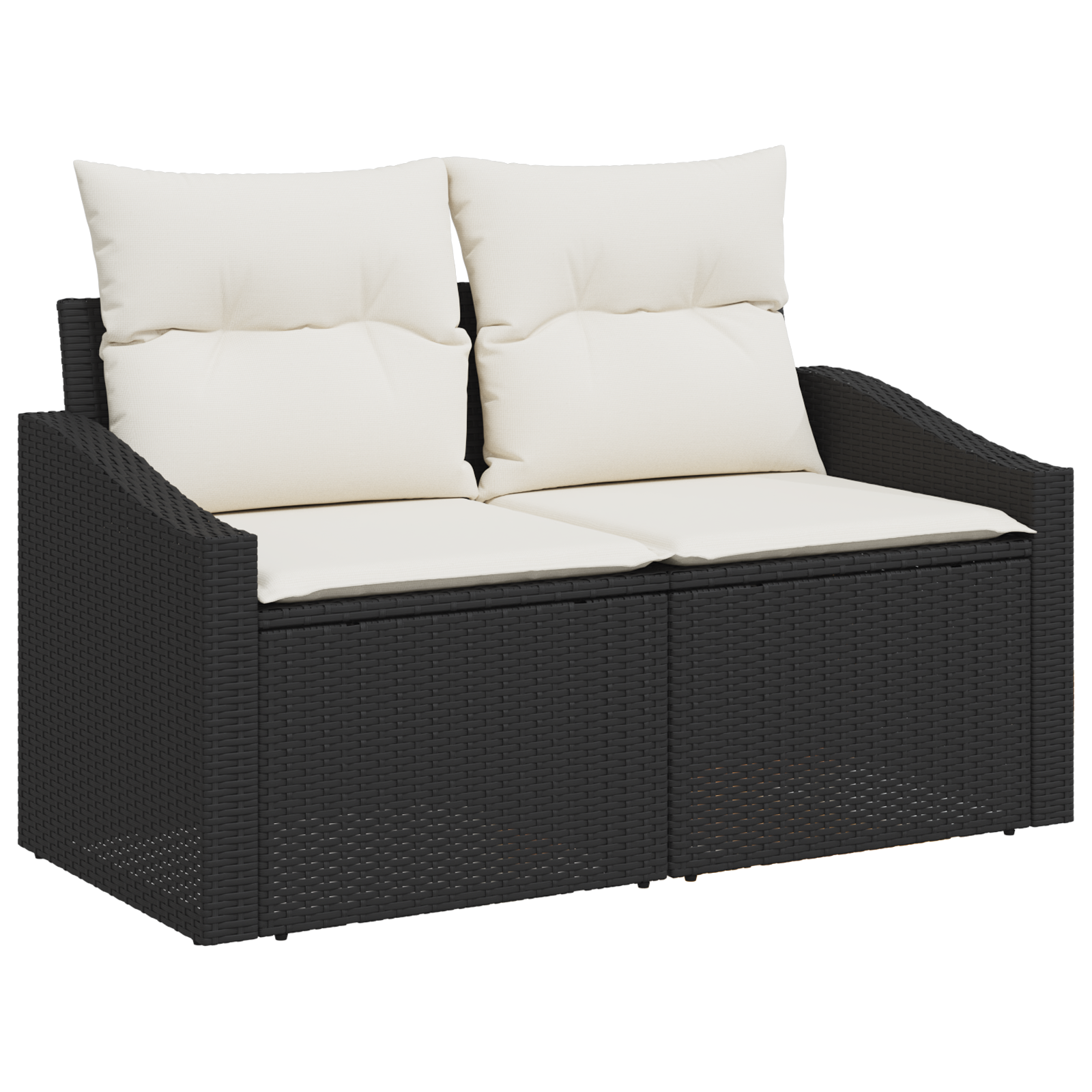 2-Seters Hagesofa Med Puter Svart Polyrotting