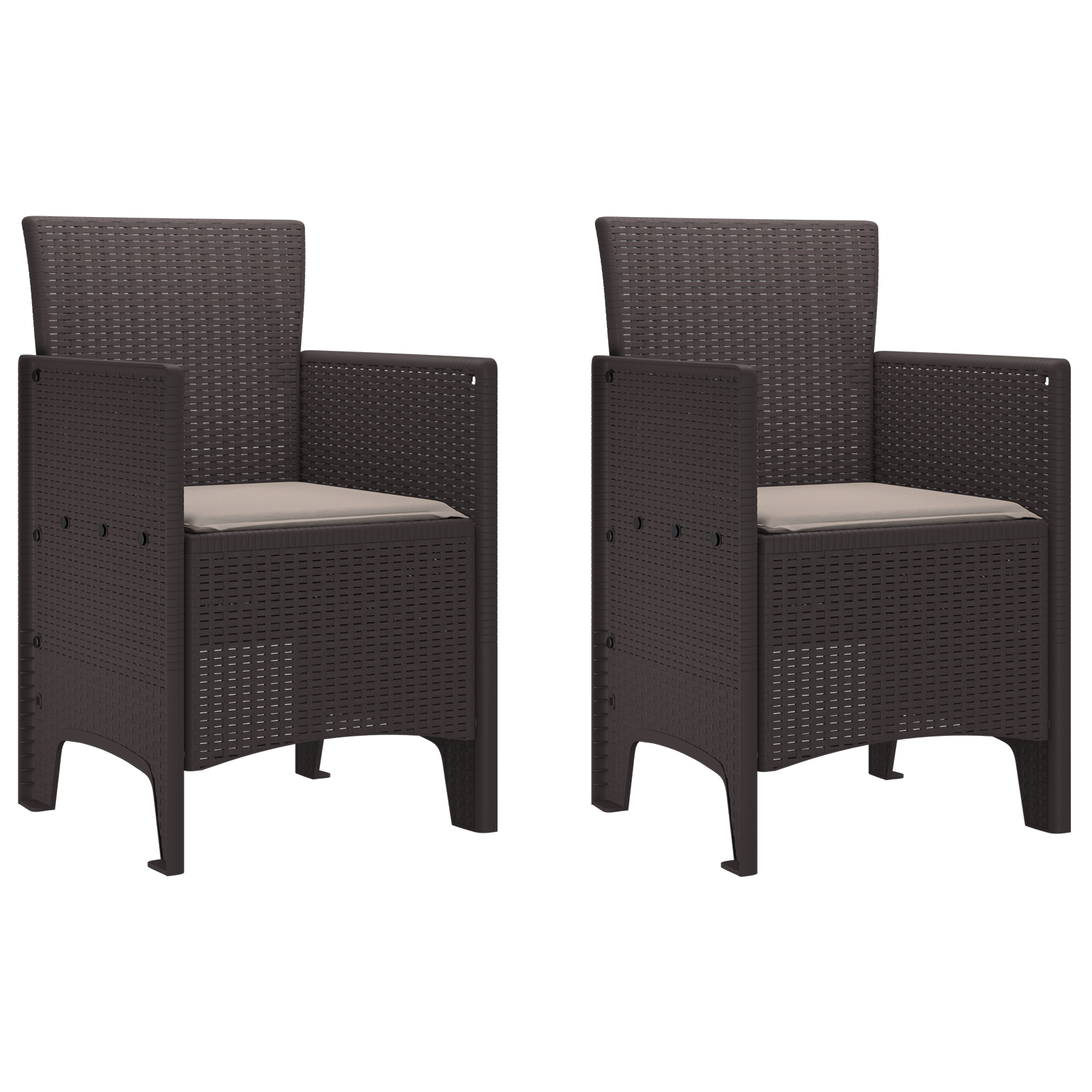 Hagemøbler Med Puter 2 Stk Brun Poly Rattan