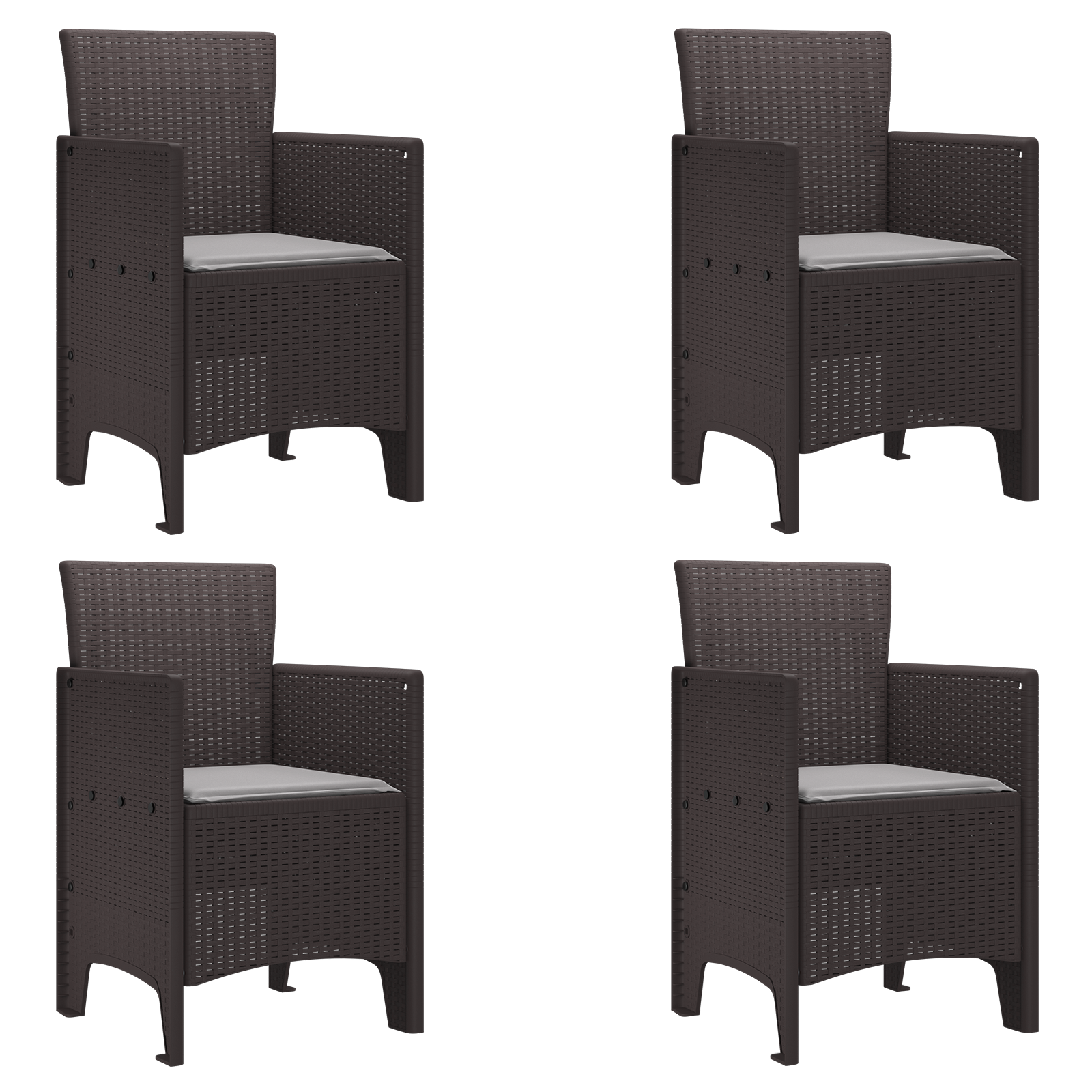 Hage Stoler Med Puter 4 Stk Brun Poly Rattan