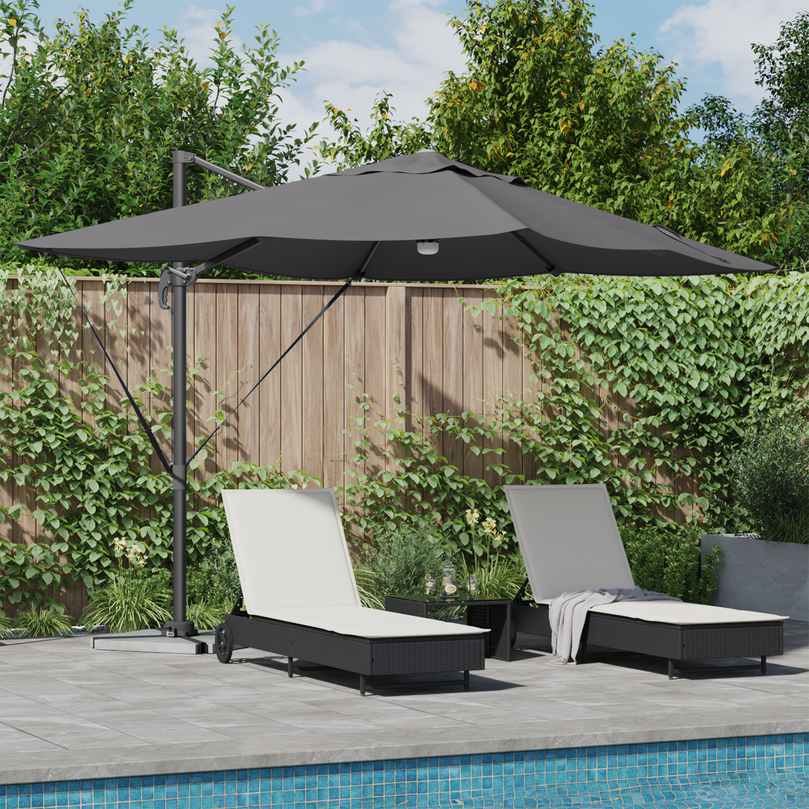 Cantilever Parasoll - Antrasitt Antrasitt Polyester Stor