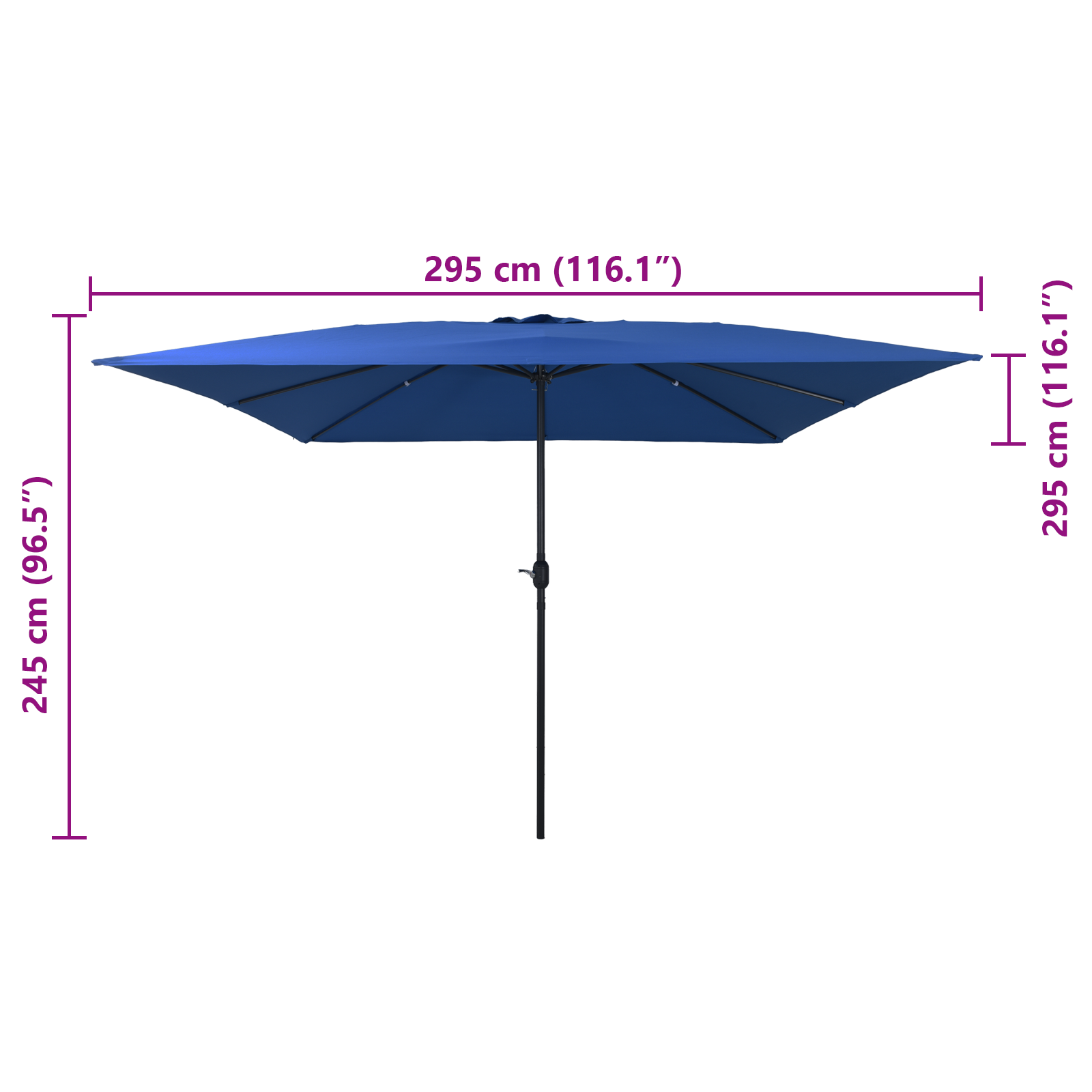 Firkanta Hageparasol 295X245 Cm Azure Blå