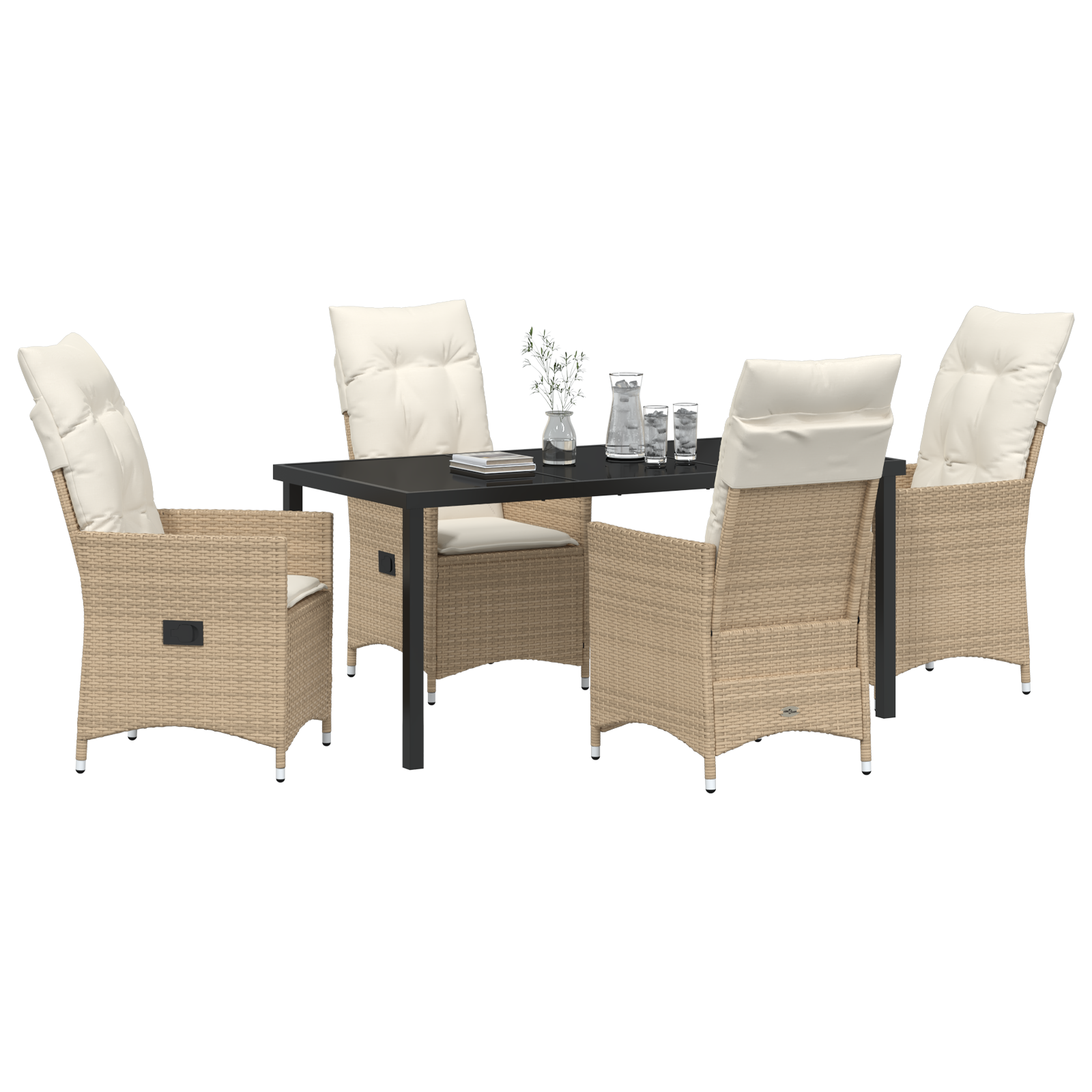 5 Deler Hagediningsett Med Puter Beige Polyrotting