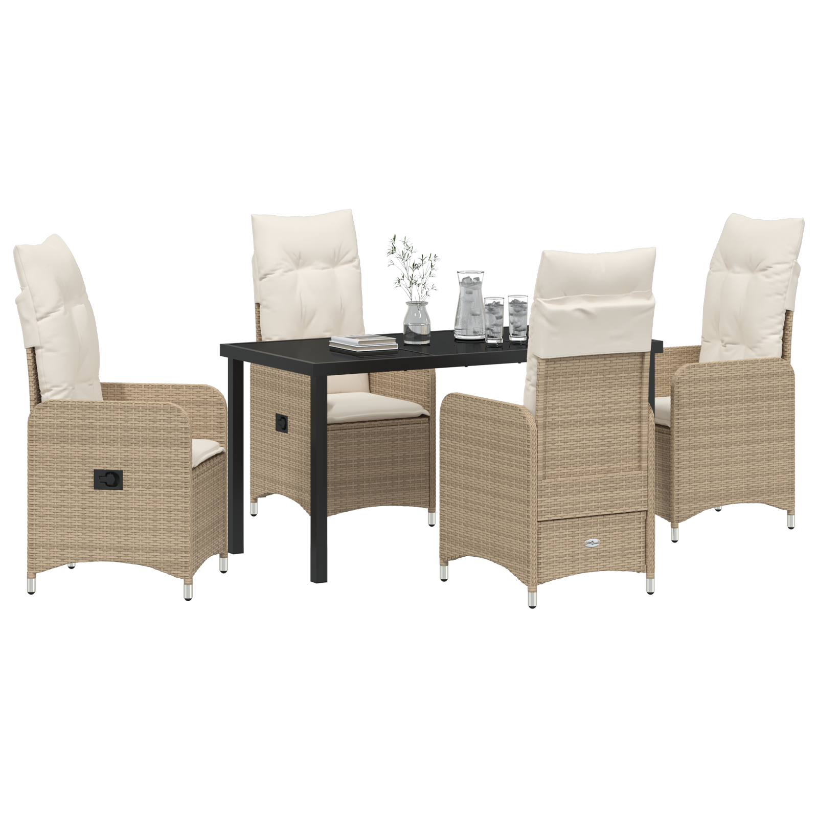 5 Delers Hage Spise Sett Med Puter Beige Poly Rottings