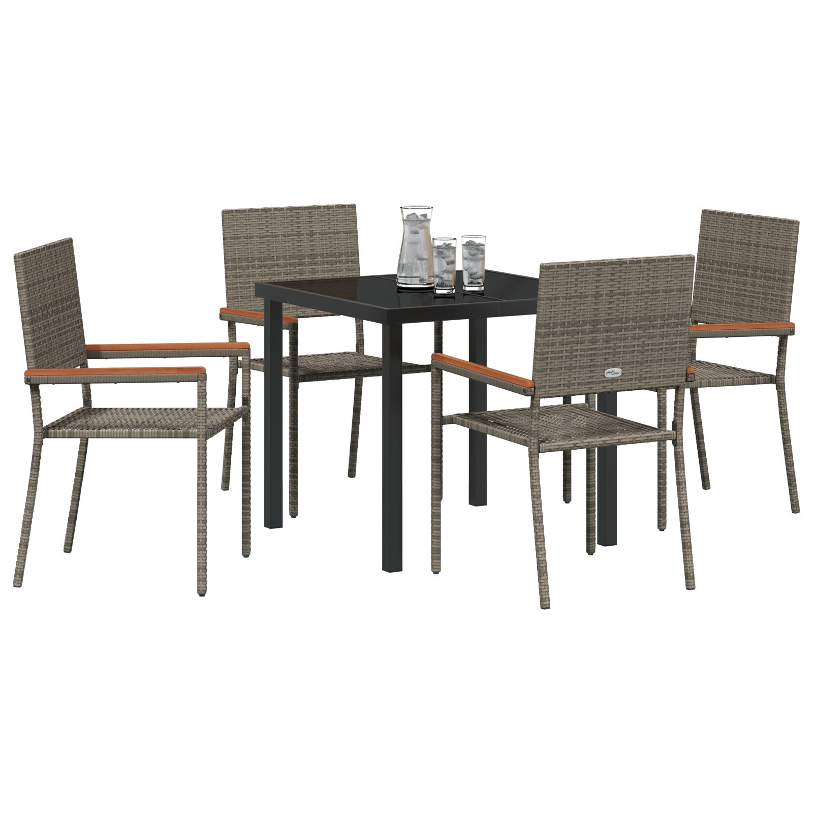 5 Delers Hage Dining Set Grå Poly Rottning