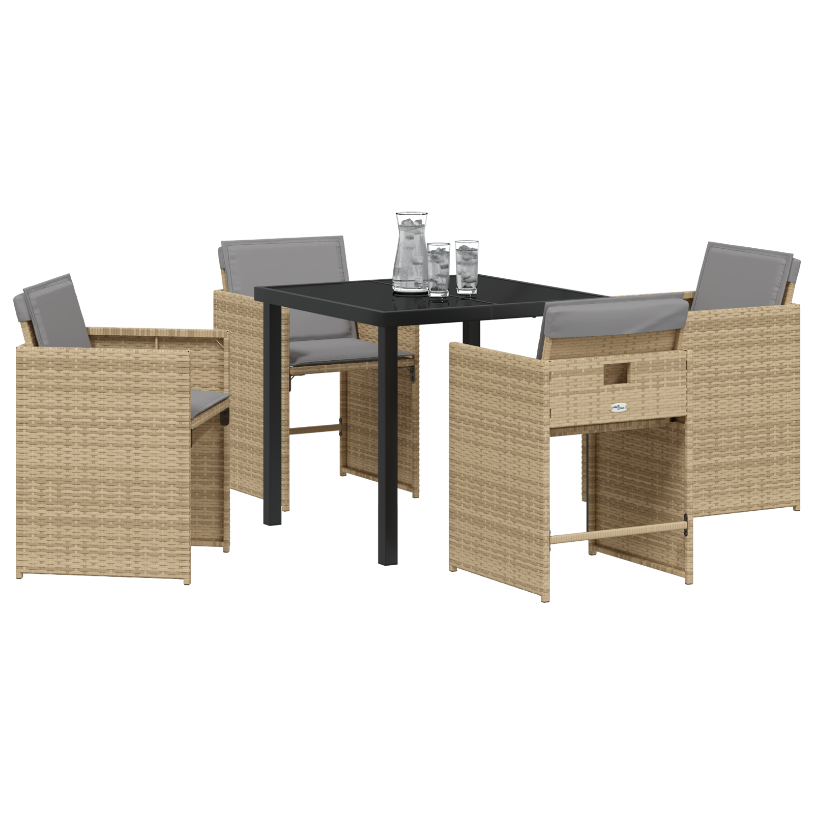 5 Deler Hage Spise Sett Med Puter Beige Poly Rotting