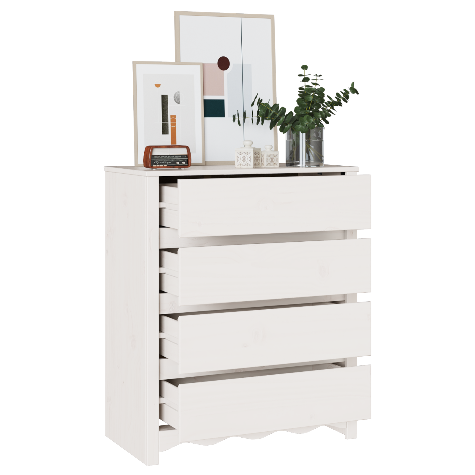 Kommode &quot;Drammen&quot; Hvit 76,5X40X91 Cm Massiv Furu