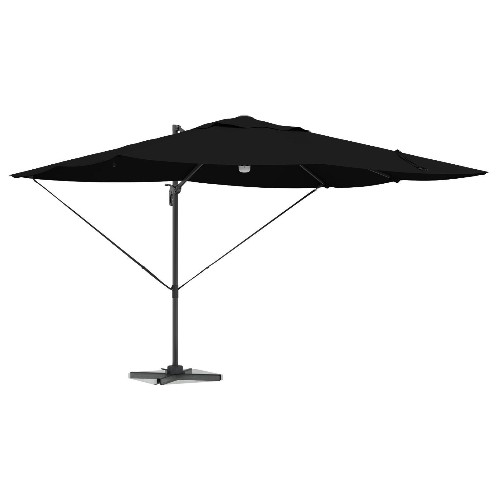 Cantilever Parasoll - Svart Polyester, Pulverlakkert Stål Stor