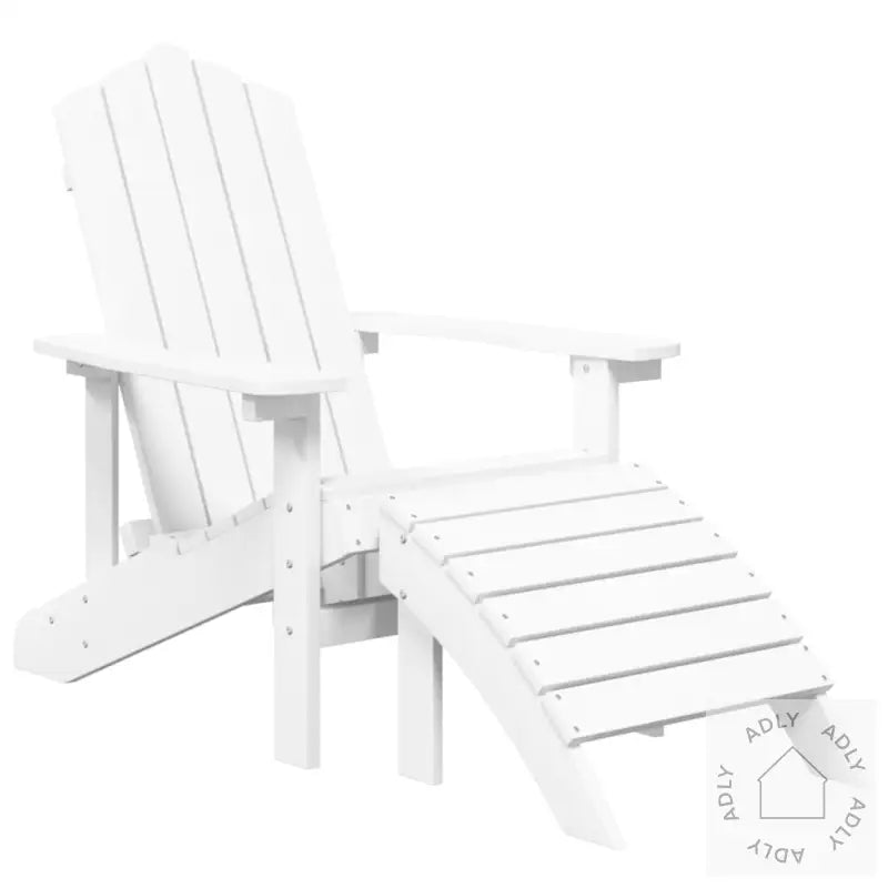 Adirondack Stoler Med Fotstøtte Og Bord Hdpe Hvit