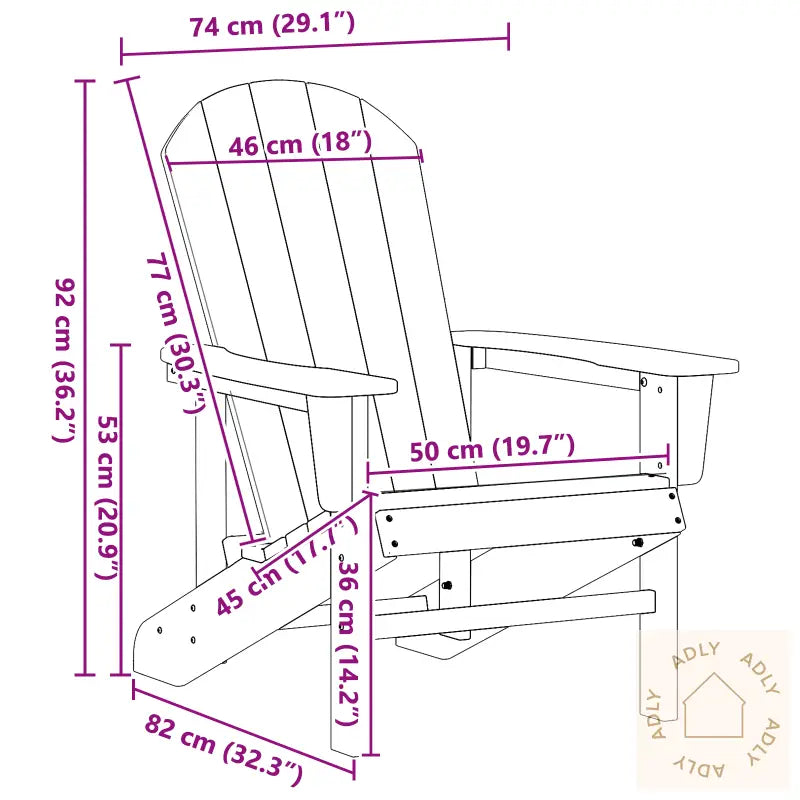 Adirondack Stol Svart 74X82X91 Cm Hdpe