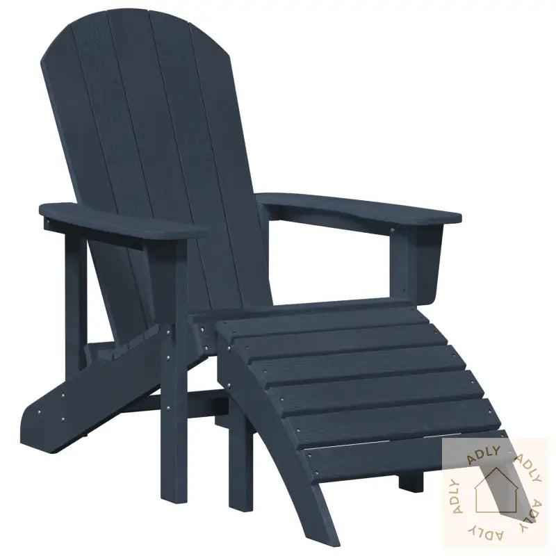 Adirondack-Stol Med Fotstøtte Marineblå Hdpe