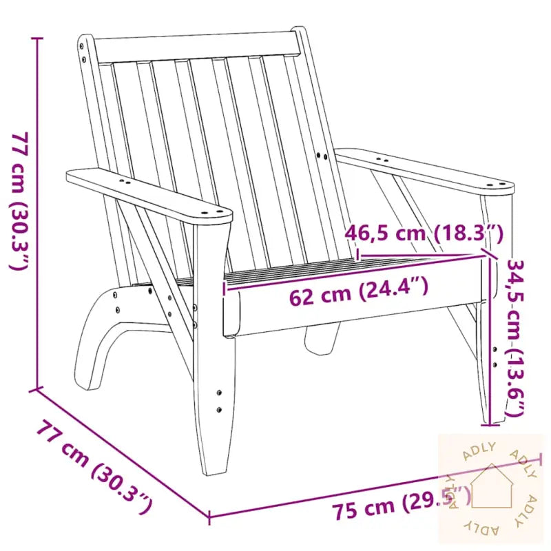 Adirondack Hagestol Hvit 75X77X77 Cm Heltre Furu