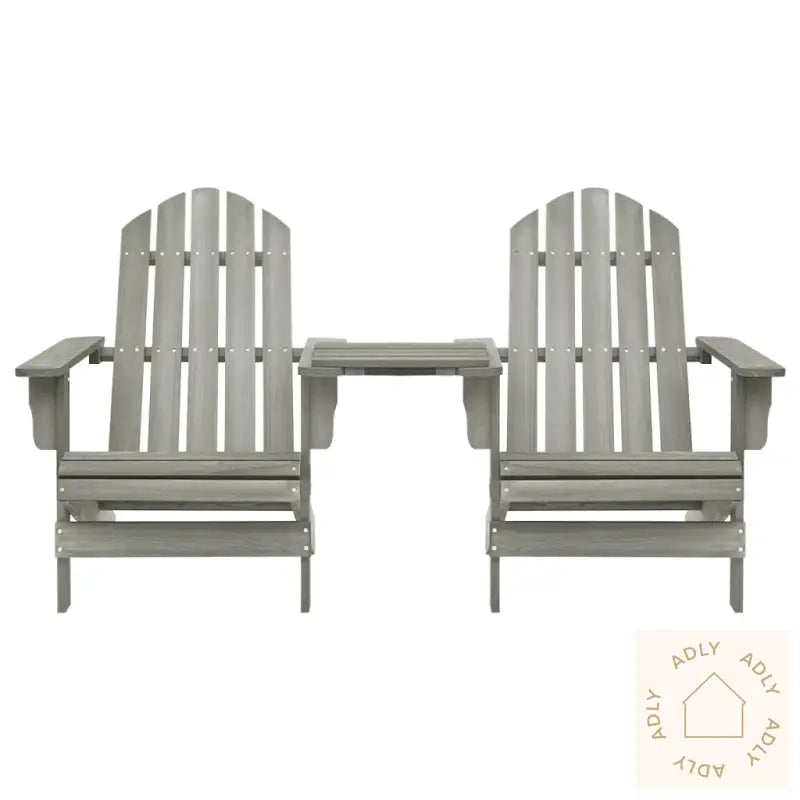 Adirondack Hagestoler Med Tebord Heltre Gran Grå