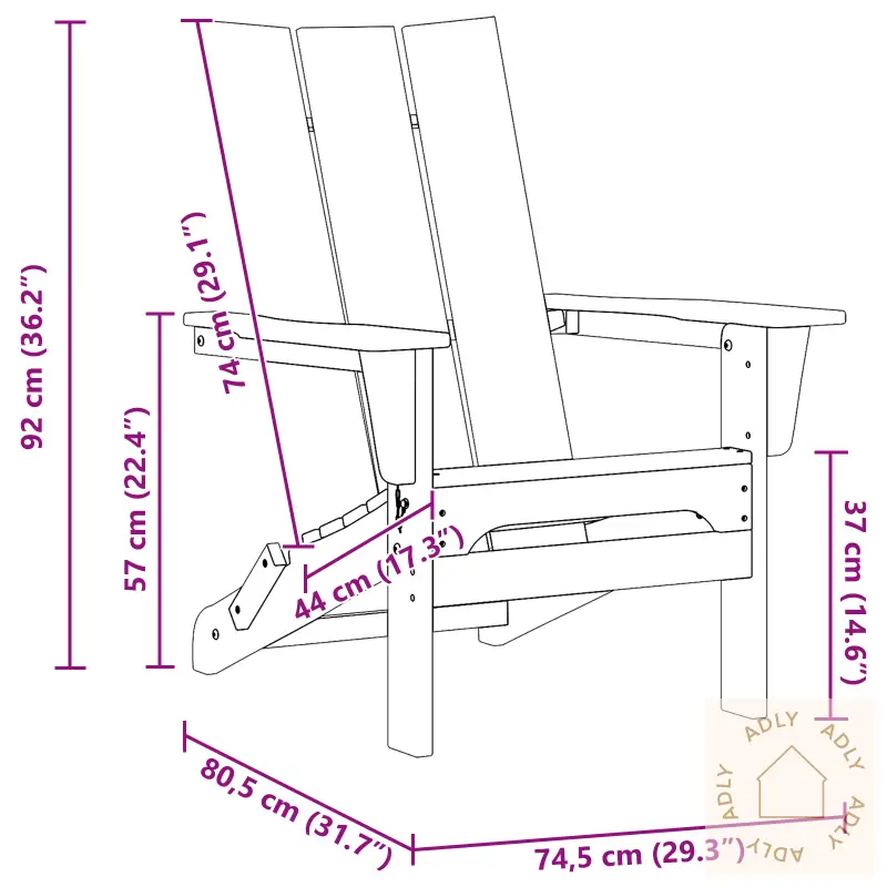 Sammenleggbare Adirondack Stol Marineblå 74.5X80.5X90 Cm Hdpe