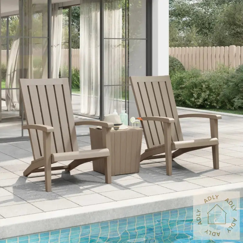 Outdoor patio furniture sett med slitesterk plast og adirondack hagestoler til hagemøbler