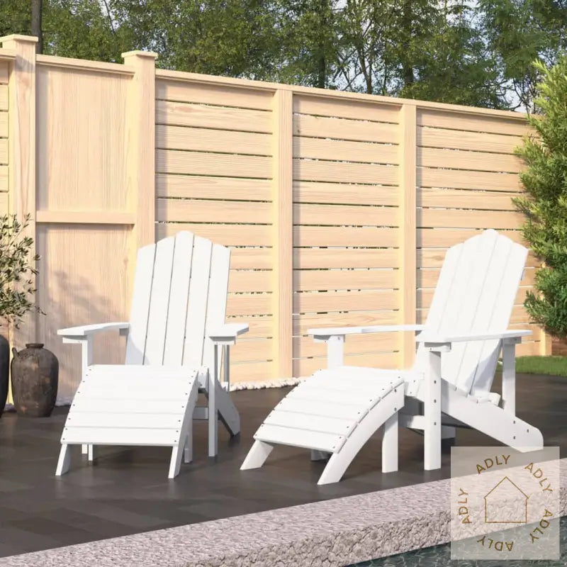 Adirondack Hagestoler Med Fotstøtte 2 Stk Hdpe Hvit