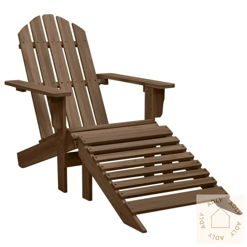 Adirondack Hagestol Med Ottoman Og Bord Heltre Gran Brun