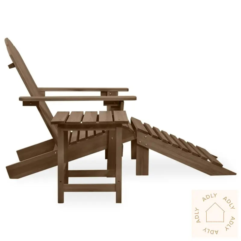Adirondack Hagestol Med Ottoman Og Bord Heltre Gran Brun