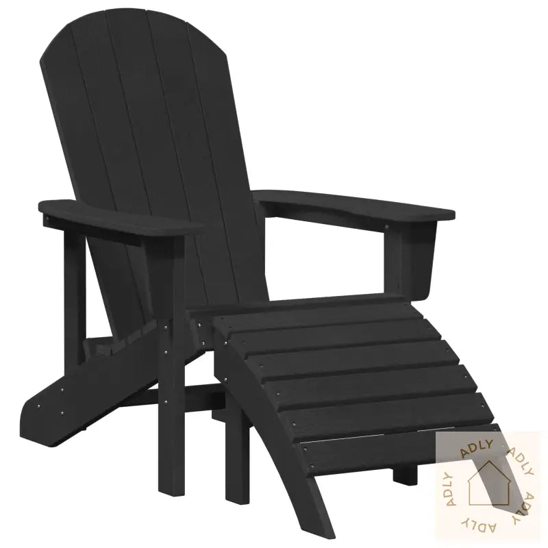 Adirondack Stoler Med Fotstøtte 2 Stk Svart Hdpe
