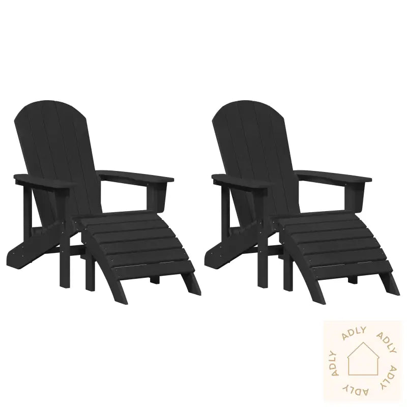 Adirondack Stoler Med Fotstøtte 2 Stk Svart Hdpe
