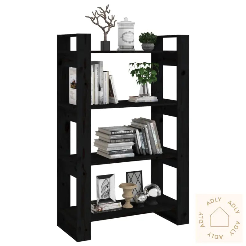 Bokhylle/Romdeler Svart 80X35X125 Cm Heltre Furu