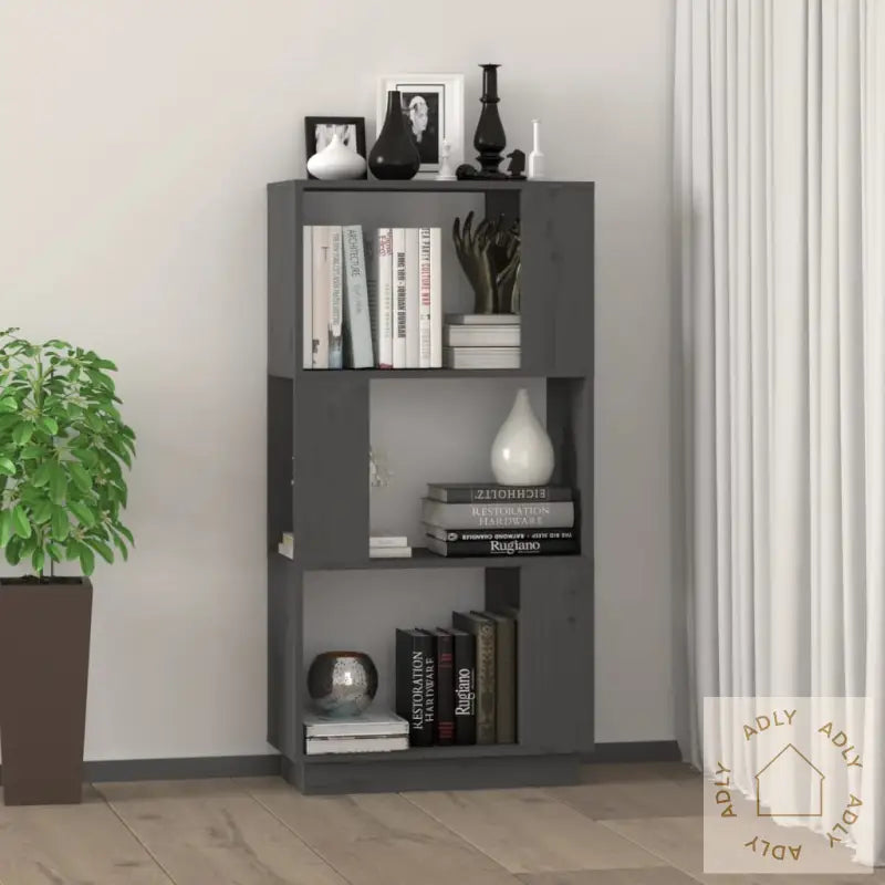 Bokhylle/Romdeler Grå 51X25X101 Cm Heltre Furu