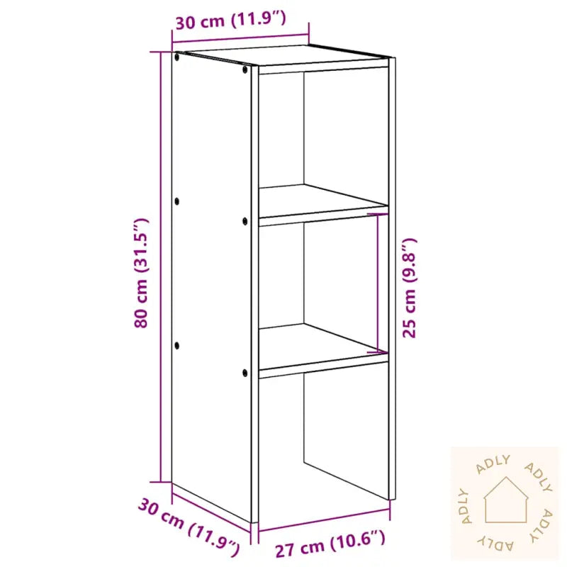 Bokhylle Stablebar Grå Sonoma 30X30X80 Cm Konstruert Tre