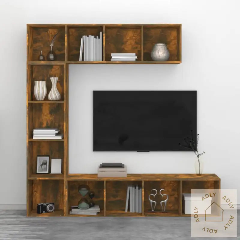 Bokhyller/Tv-Skap 3 Stk Røkt Eik 180X30X180 Cm