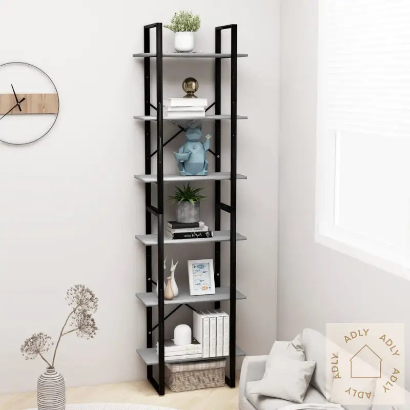 Oppbevaringshylle Betonggrå 60X30X210 Cm Konstruert Tre