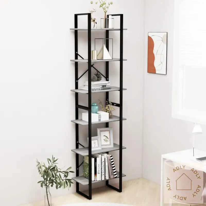 Oppbevaringshylle Betonggrå 60X30X210 Cm Konstruert Tre