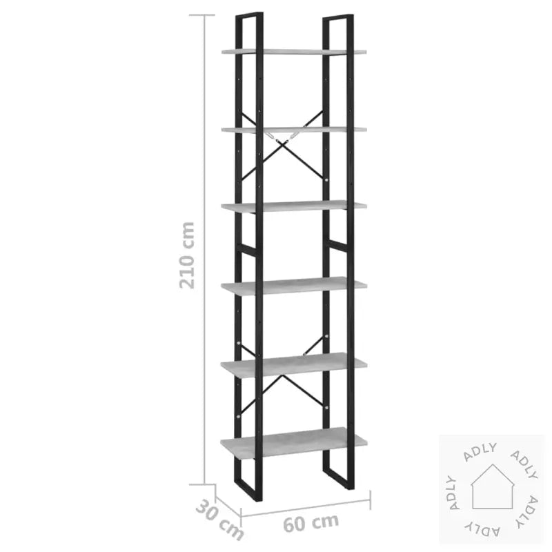 Oppbevaringshylle Betonggrå 60X30X210 Cm Konstruert Tre