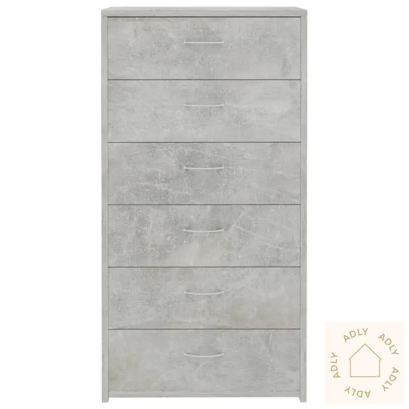 Skjenk Med 6 Skuffer Betonggrå 50X34X96 Cm Konstruert Tre
