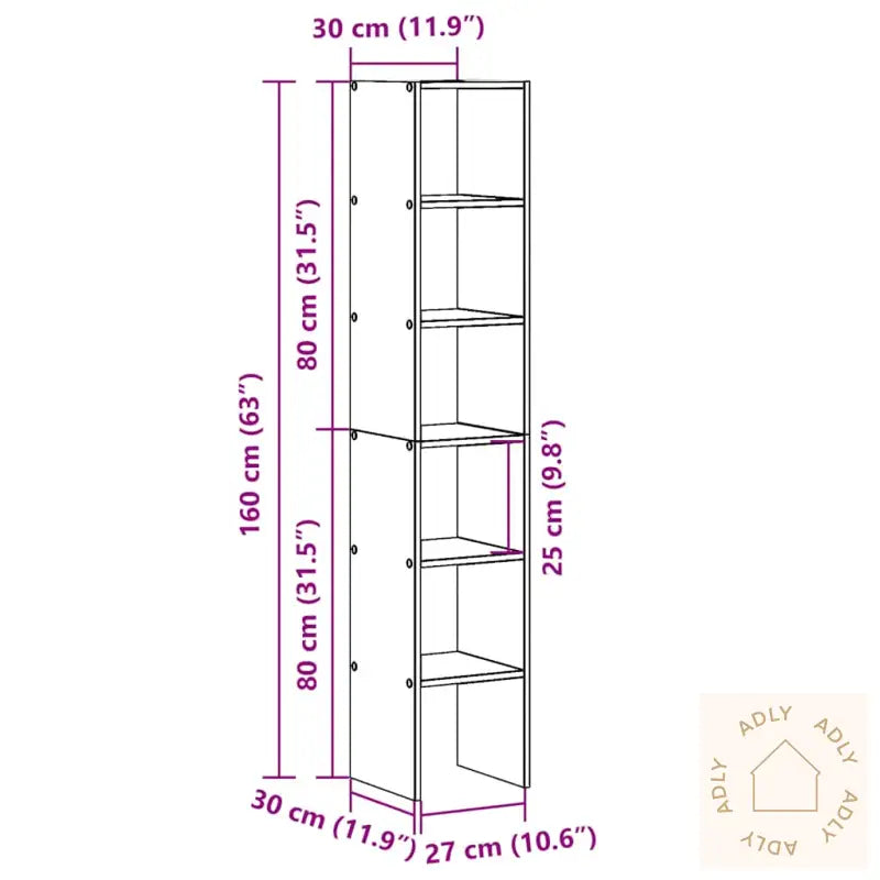 Bokhyller 2 Stk Stablebar Brun Eik 30X30X80 Cm Konstruert Tre