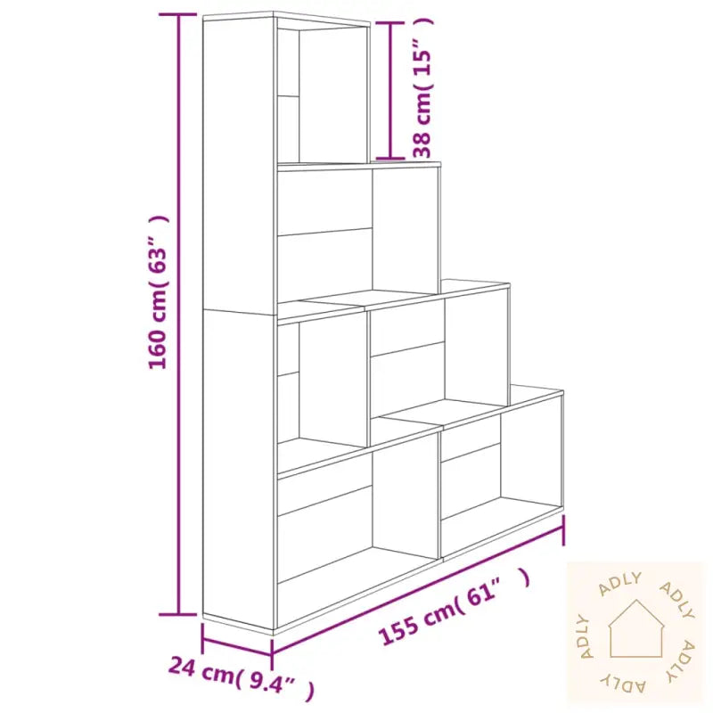 Bokhylle/Romdeler Sonoma Eik 155X24X160 Cm Konstruert Tre