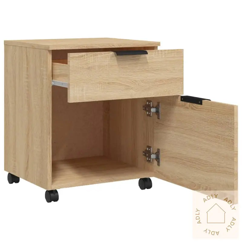 Mobilt Arkivskap Med Hjul Sonoma Eik 45X38X54 Cm Konstruert Tre