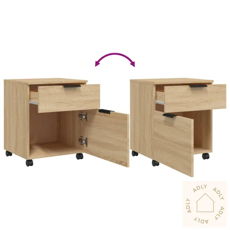 Mobilt Arkivskap Med Hjul Sonoma Eik 45X38X54 Cm Konstruert Tre