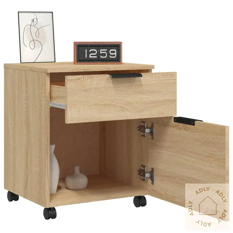Mobilt Arkivskap Med Hjul Sonoma Eik 45X38X54 Cm Konstruert Tre