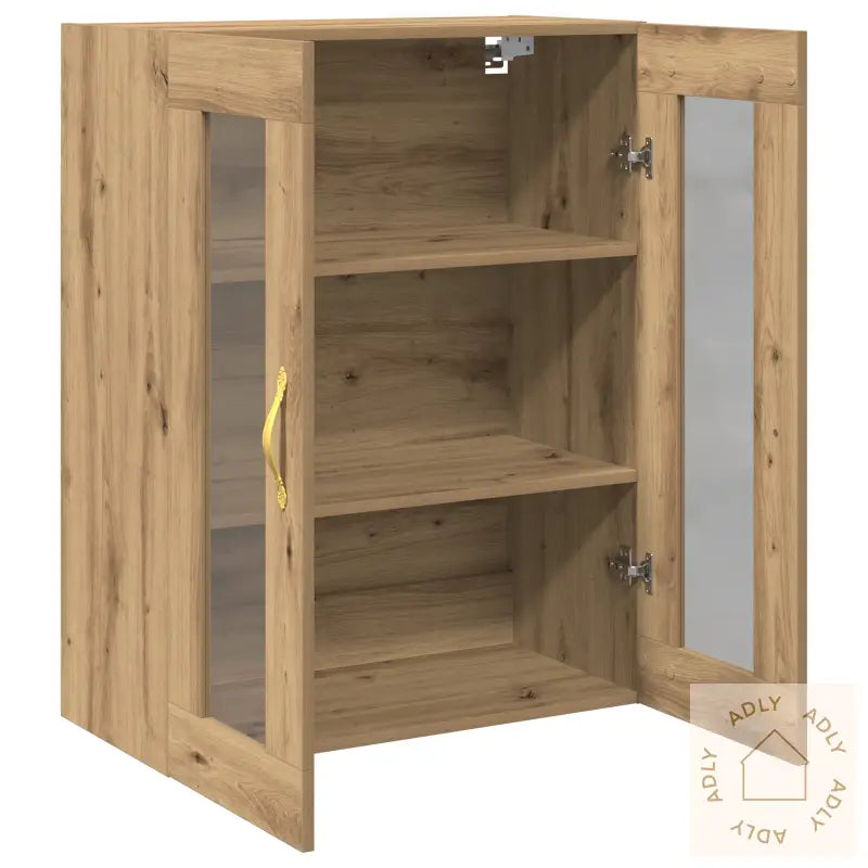 Vegghengt Skap Med Glassdører Artisanal Eik 69,5X34X90 Cm