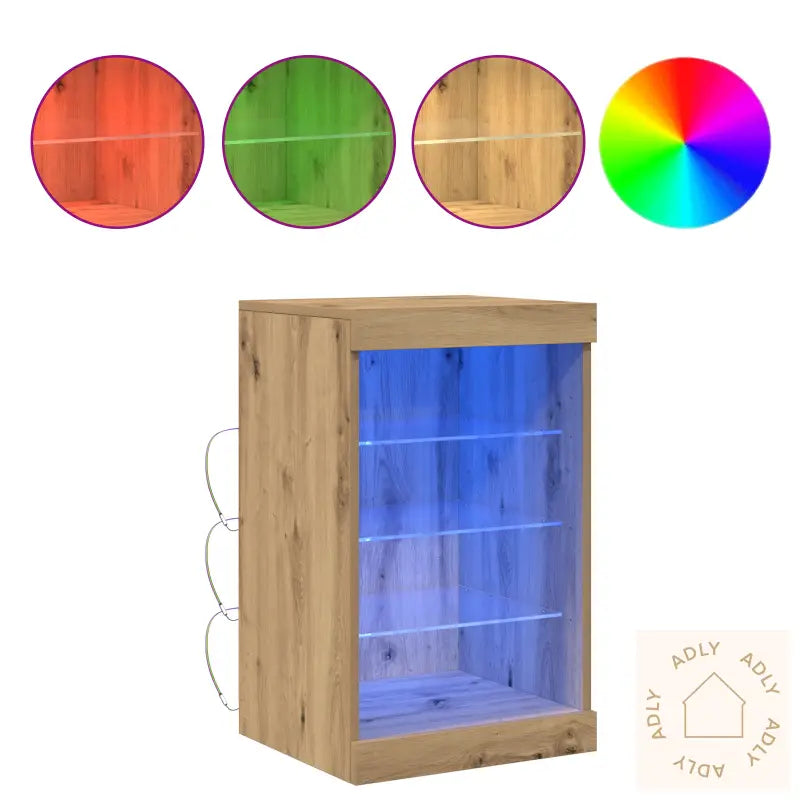 Sideboard Med Led-Lamper I Artisan Eik 41X37X67 Cm