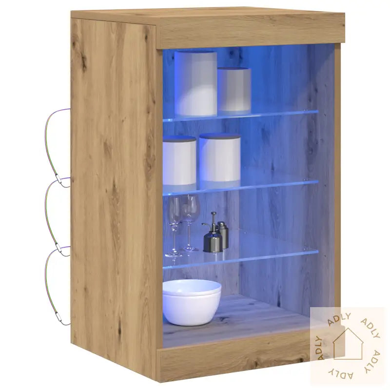 Sideboard Med Led-Lamper I Artisan Eik 41X37X67 Cm