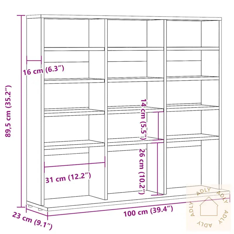 Cd-Skap Artisan Eik 100X23X89,5 Cm Konstruert Tre