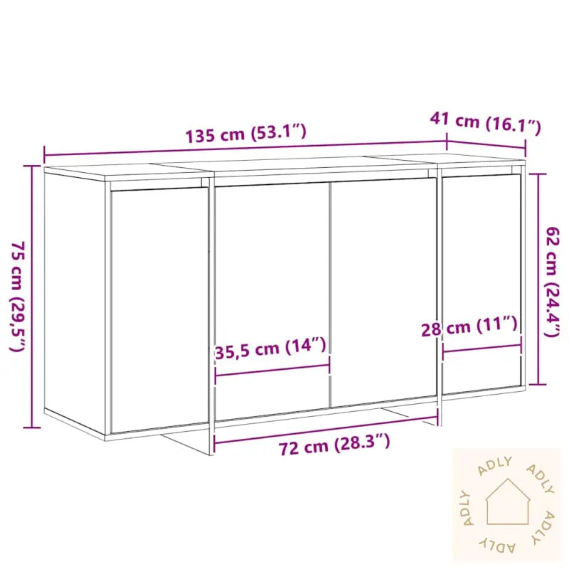 Eik Serviesskap Artisan Eik Kraftig Tre 135 X 41 X 75 Cm