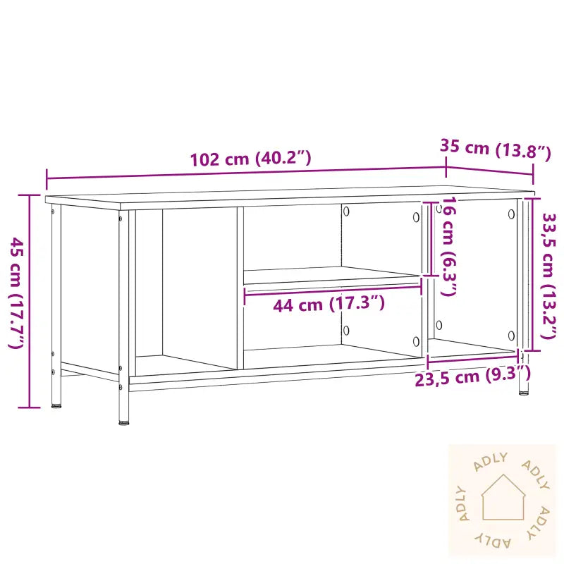 Tv-Benk Artisan Eik Konstruksjonsplate, Metall 102 X 35 X 45 Cm