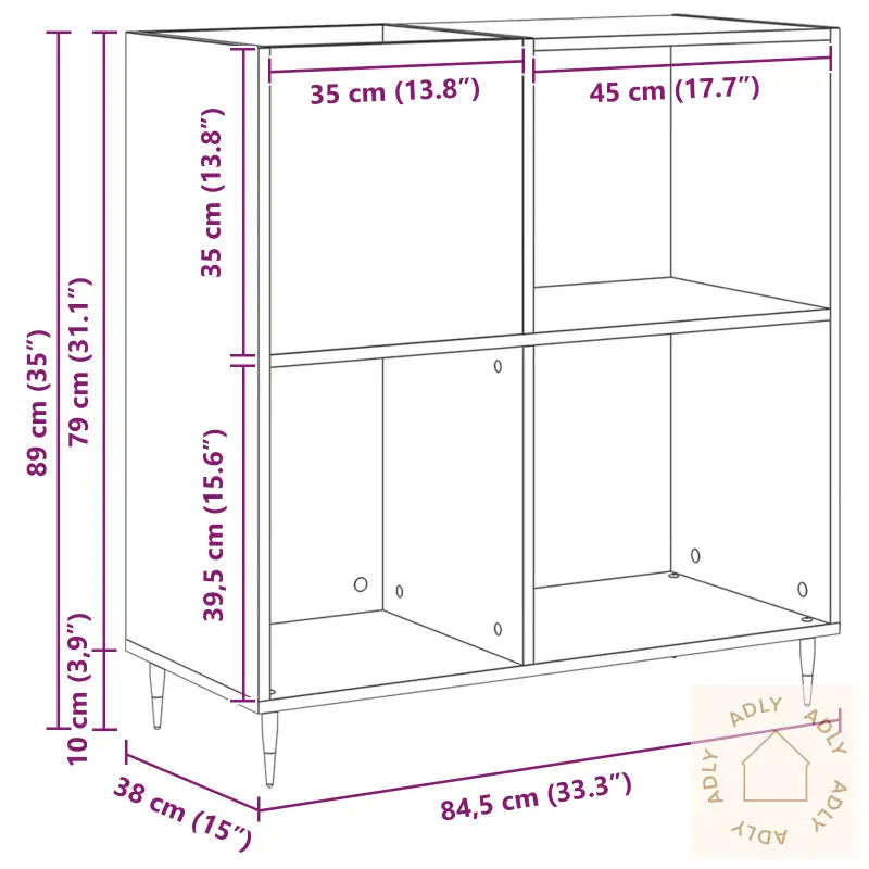 Record Cabinet Artisan Oak 84,5X38X89 Cm Konstruert Tre